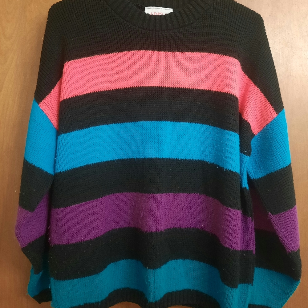 Black & Neon Striped Sweater